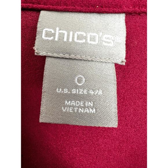 Chico's Faux Suede Peplum Jacket Red Women's Sz 0 US 4/6 Classy Career Lagenlook - Picture 4 of 11